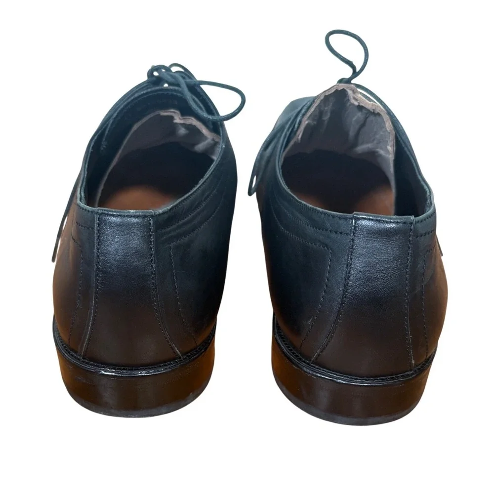 Hugo Boss Black Leather Square Toe Derby Dress Shoes Italy Classic Men's 11‎
